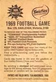 1969 Sun Valley Twisties Football Game Victoria #NNO Robin Close Back